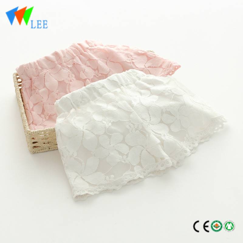 100%cotton baby kids girls shorts lace hollow out hot sale