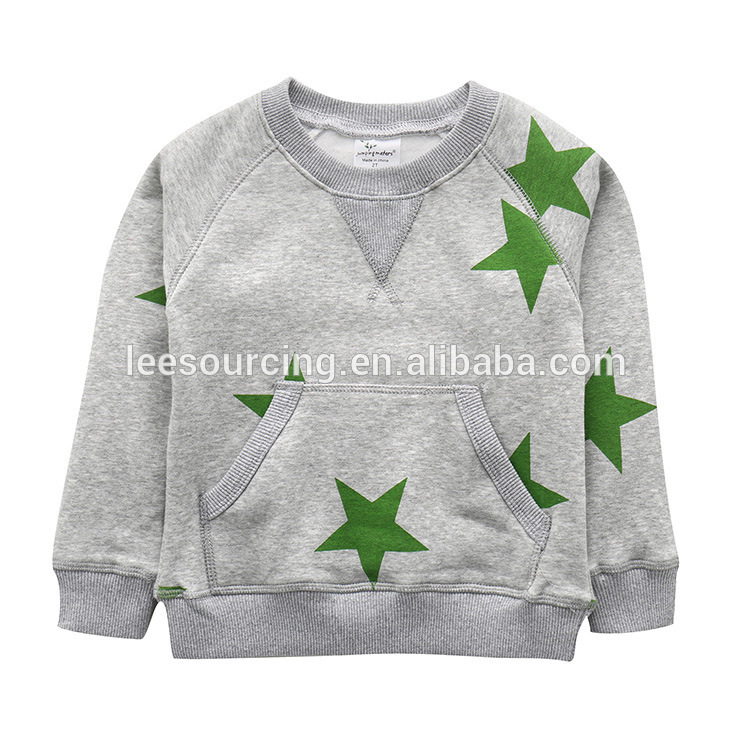 New gray color star pattern with pocket baby sweater design