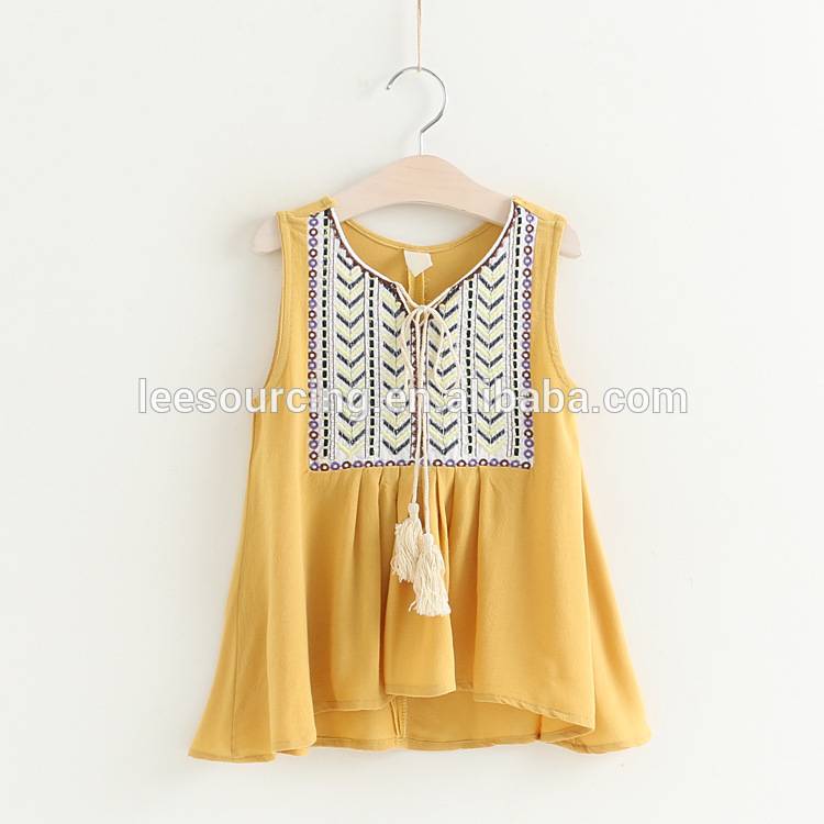 Wholesale sleeveless solid color casual style girls summer dresses