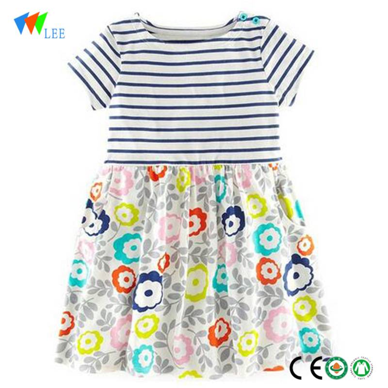 Summer lovely children short sleeve dress cotton baby modern baby dress