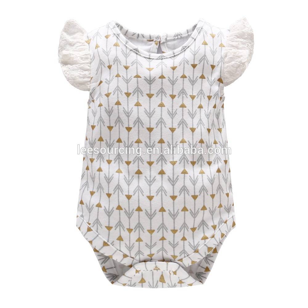 Manufacturing Companies for Little Girl Panty - Summer wholesale lace sleeve cotton printing baby bodysuit ruffle – LeeSourcing
