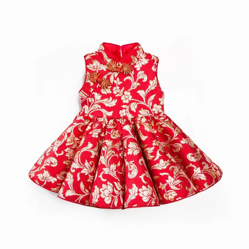 China wholesalers frock design children garment baby girl dress in red color