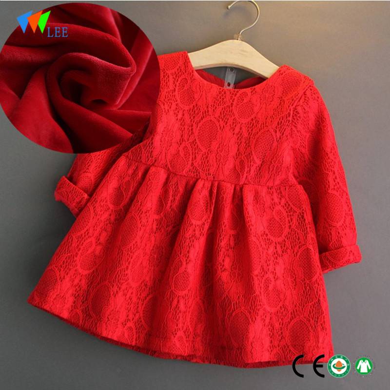 nye stil børnene smuk model rød kjole med blomster engros nyeste børn kjole designs