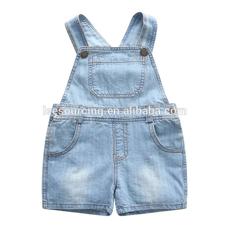 New fashion light blue overalls denim baby girl shorts