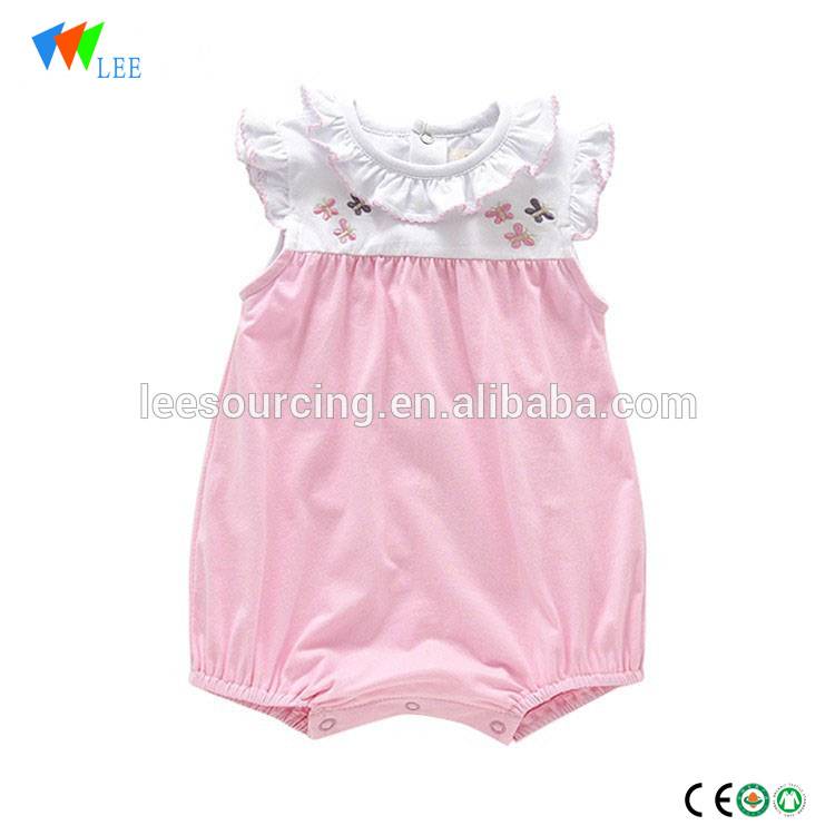 Summer baby girl polo collar cotton bodysuit kids cotton soft white playsuit manufacture