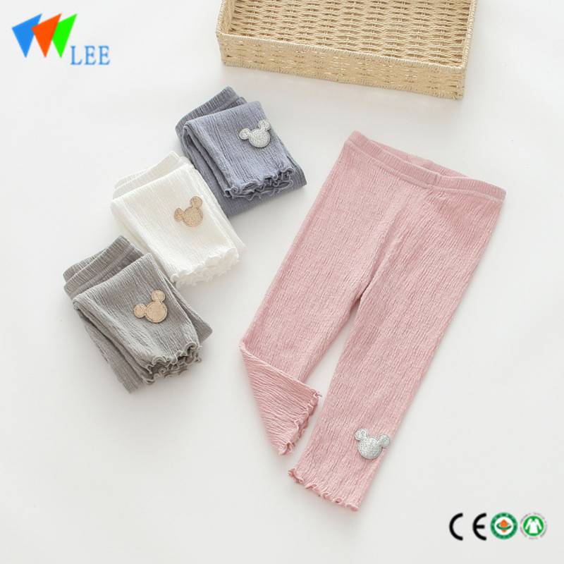 Good quality Kids Cotton Buckle Coats - 100% cotton baby girl leggings wholesale applique bear cute – LeeSourcing