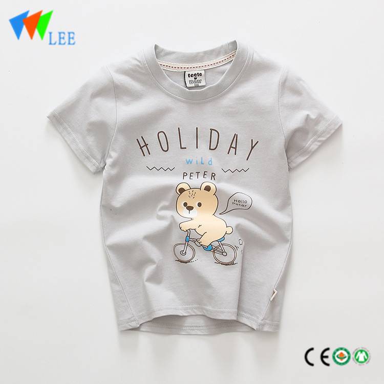 Babysommerhemden Baumwolle t Tiere Cartoon Volltonfarbe Rundhals Kinder Junge T-Shirt