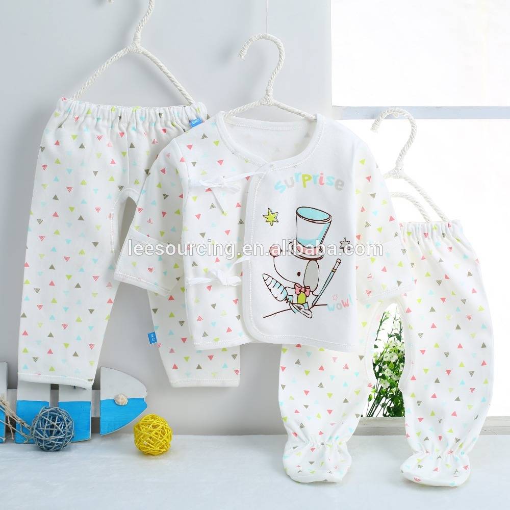 Wholesale cute printing cotton cheap newborn baby clothing set