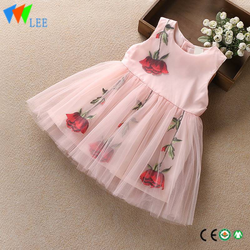 Good quality Leggings Custom - Hot style fashion summer girls party princess dress sleeveless printed flower – LeeSourcing