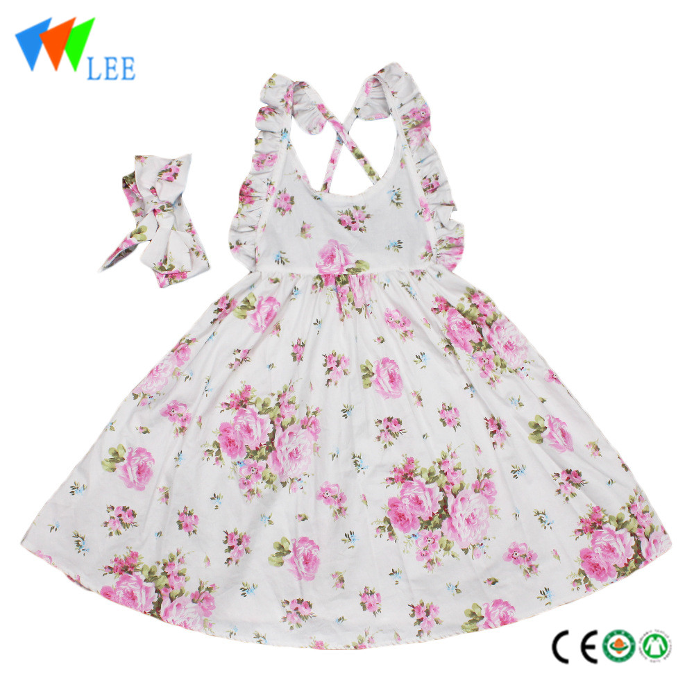 Best Price for Baby Pants - Hot sale 100% cotton one piece dress summer with hair band and flounce printed floral FANCY – LeeSourcing