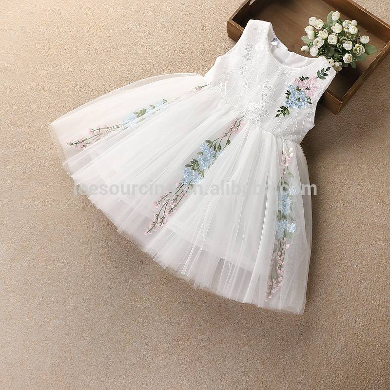 Beautiful White Lace Girls Evening Dress Birthday Party Children Baby Tulle Tutu Dresses