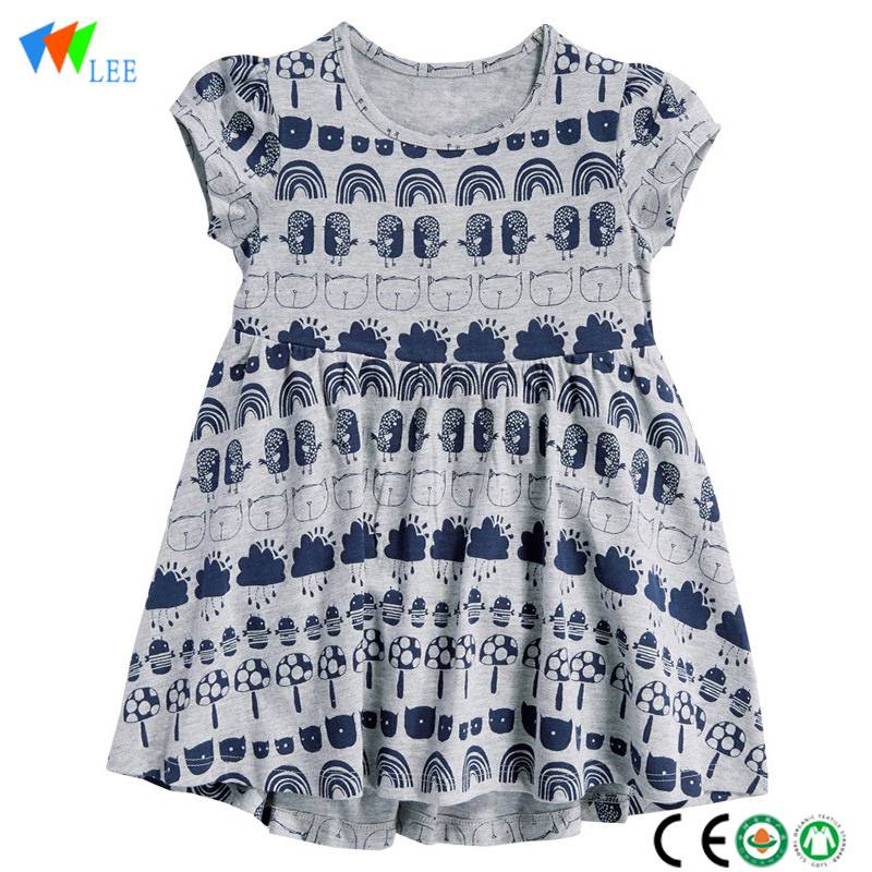Casual summer baby girl dress wholesale children cotton printed dress for kids