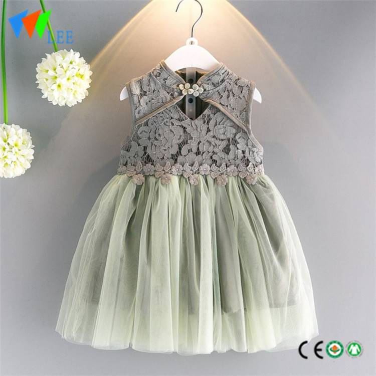Hot style fashion girl princess lacy dress sleeveless embroidered