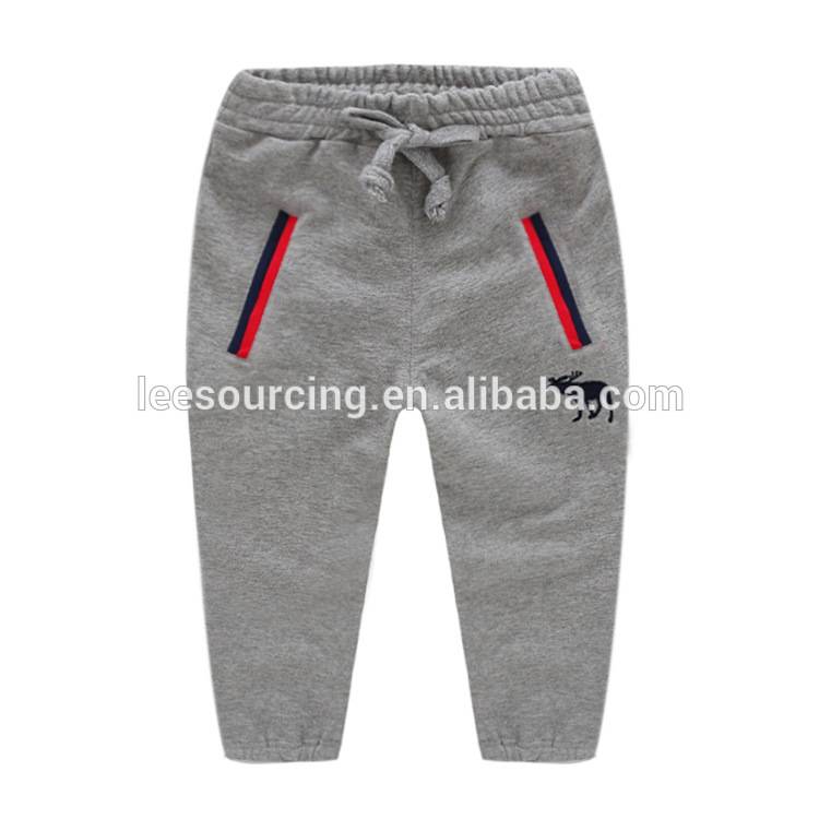 Wholesale baby embroidery pants boys sports pants cotton trousers for kids