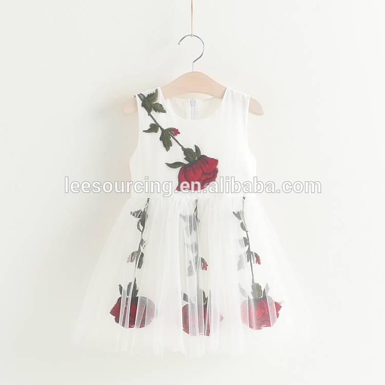 New style sleeveless flower printing girls tutu dress