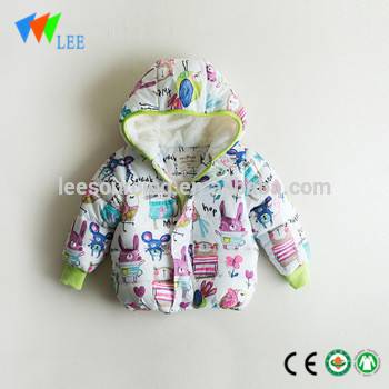 Animal Printing Thick Fleece Baby Girl Coat Down Jacket