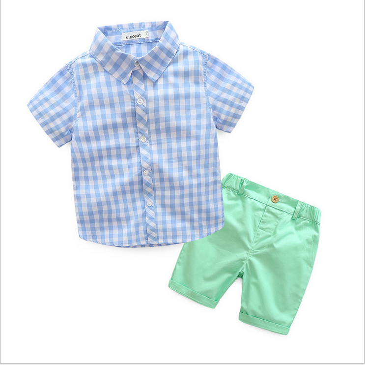 2017 wholesale baby clothes 100% cotton short sleeve boys clothing set kids