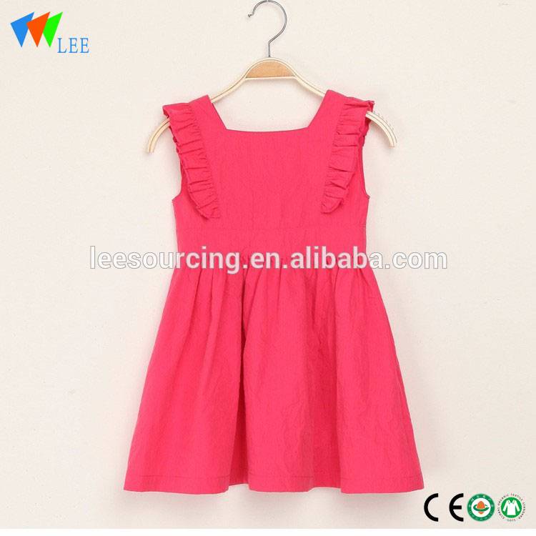 Summer backless girls casual dress designs baby girls red fit and flare dress