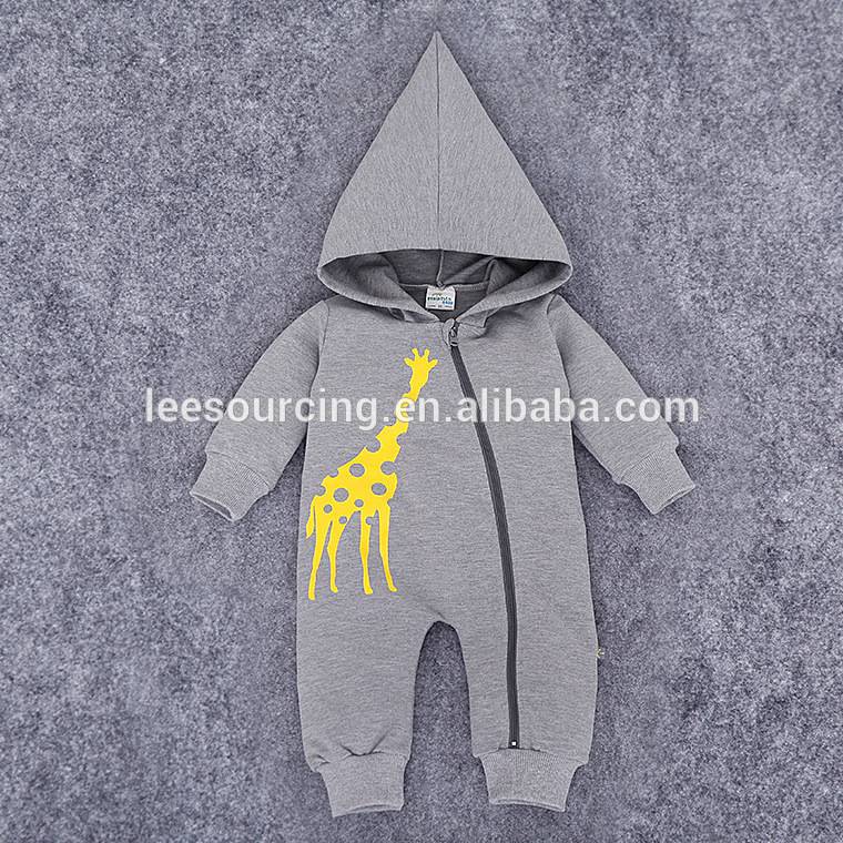 High quality autumn style cotton baby zip romper