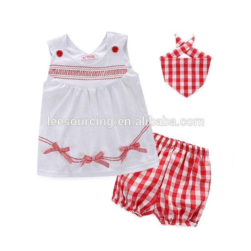 Ljeto Baby Girl rukava haljina Kratka hlače glavu tri komada Set