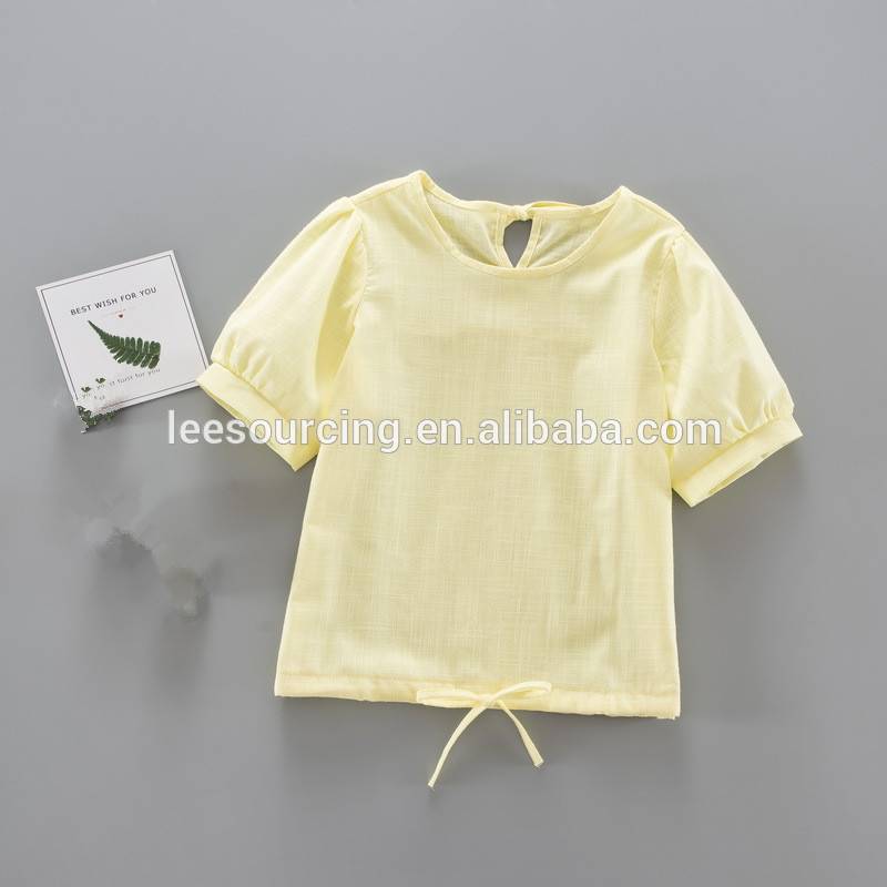 Fashion baby girl blank plain cotton rounded hem t shirt