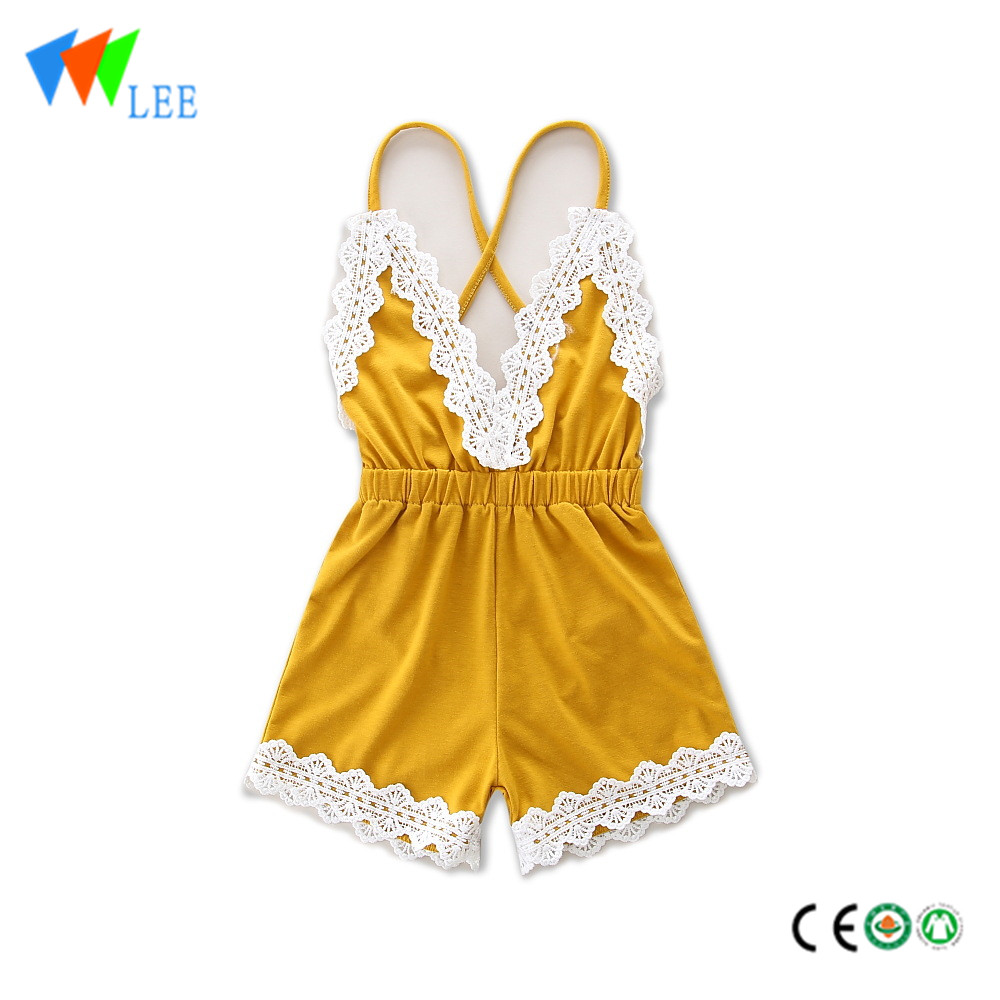 professional factory for Baby Girls Top Design - Baby girl cotton ruffle lace dress body vest clothes romper fashion design – LeeSourcing