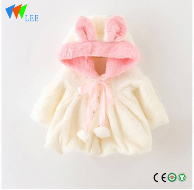 girl's cape draped over a small cardigan with a fleece of baby onesie hooded long winter cashmere children coats