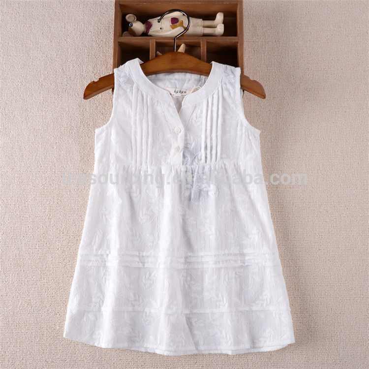 Angel kids summer embroidery girl cotton tank top dress