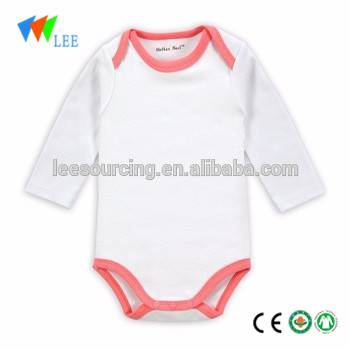 Wholesale long sleeves 100% cotton plain baby romper