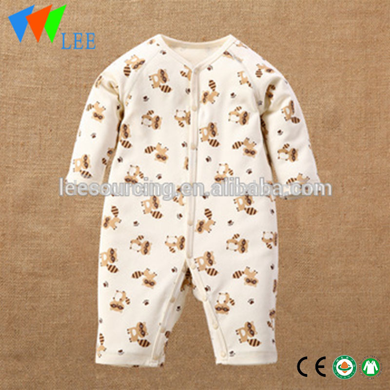 Animal Pattern Detská Infant Rompers Natural Colored Cotton kombinézu z jedného kusu