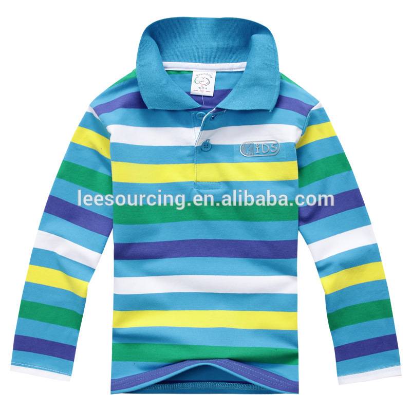 Hot sale long sleeve boys t shirt design color combination baby boy polo t shirt