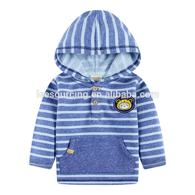 New stripe long sleeve cotton soft wholesale kids sweatshirt hoodie