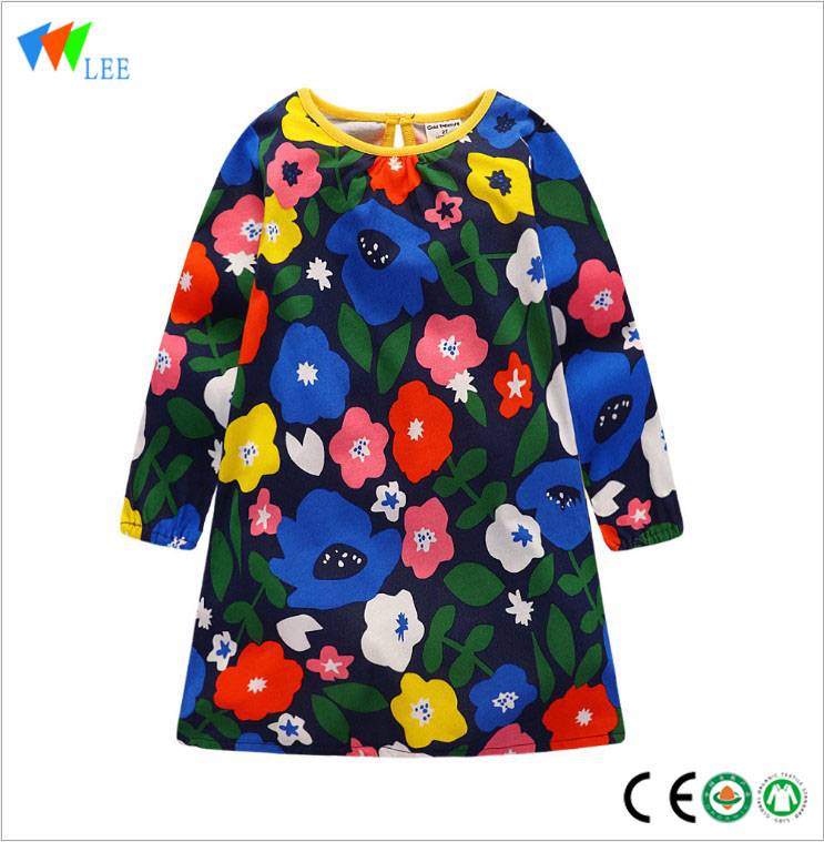 Wholesale New style floral printed 1 year baby girl dress
