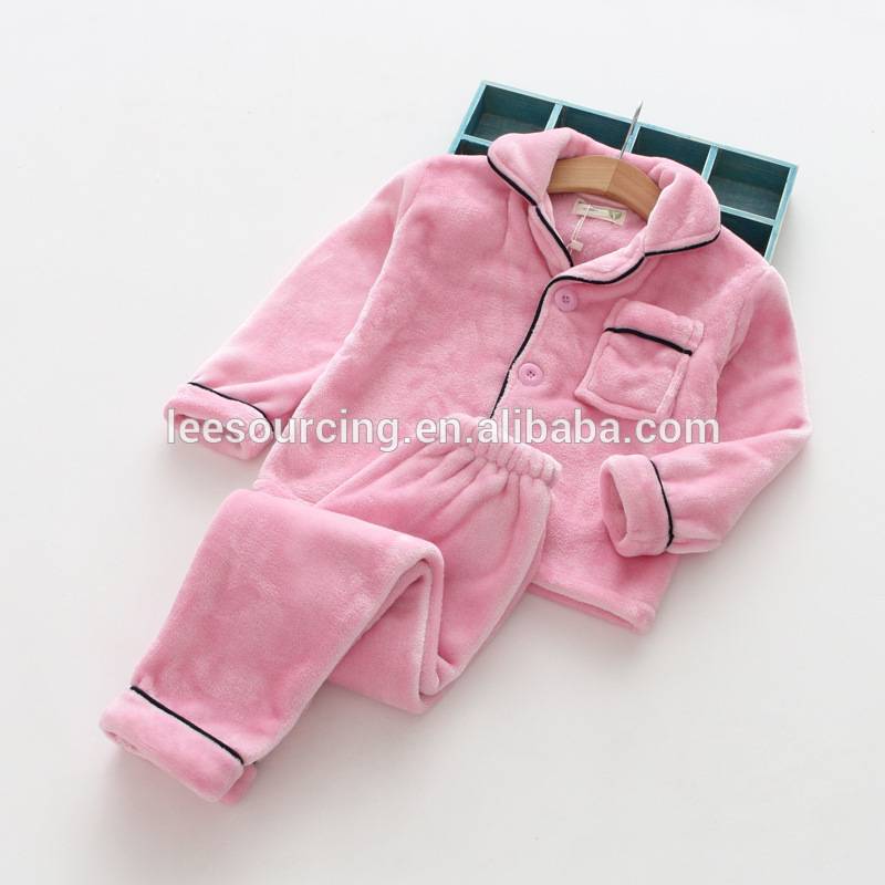 China OEM Kids Shorts Boy - Wholesale solid color flannel two piece sets children pajamas – LeeSourcing
