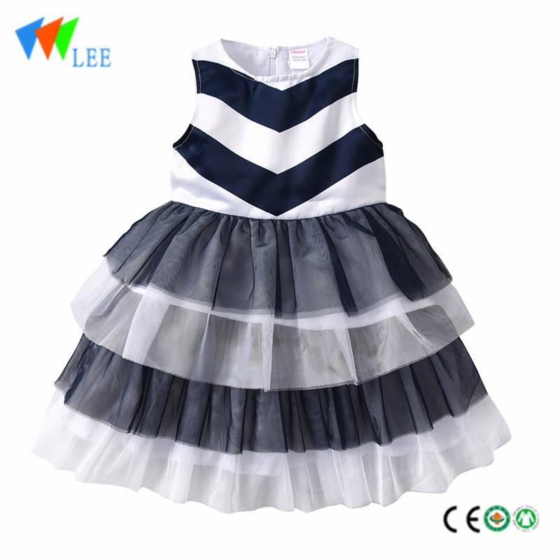 baby girls summer beautiful short sleeveless outfit ruffle cotton striped princess kids dress set