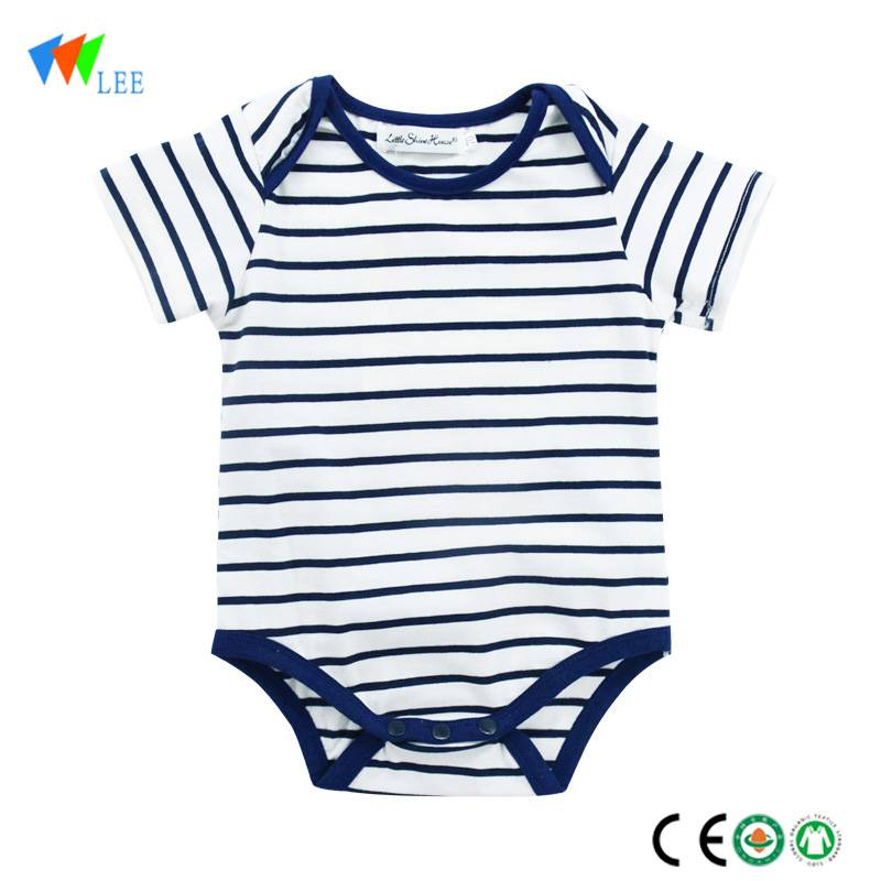 wholesale hot sale stripe baby clothes romper short-sleeved soft organic cotton baby romper