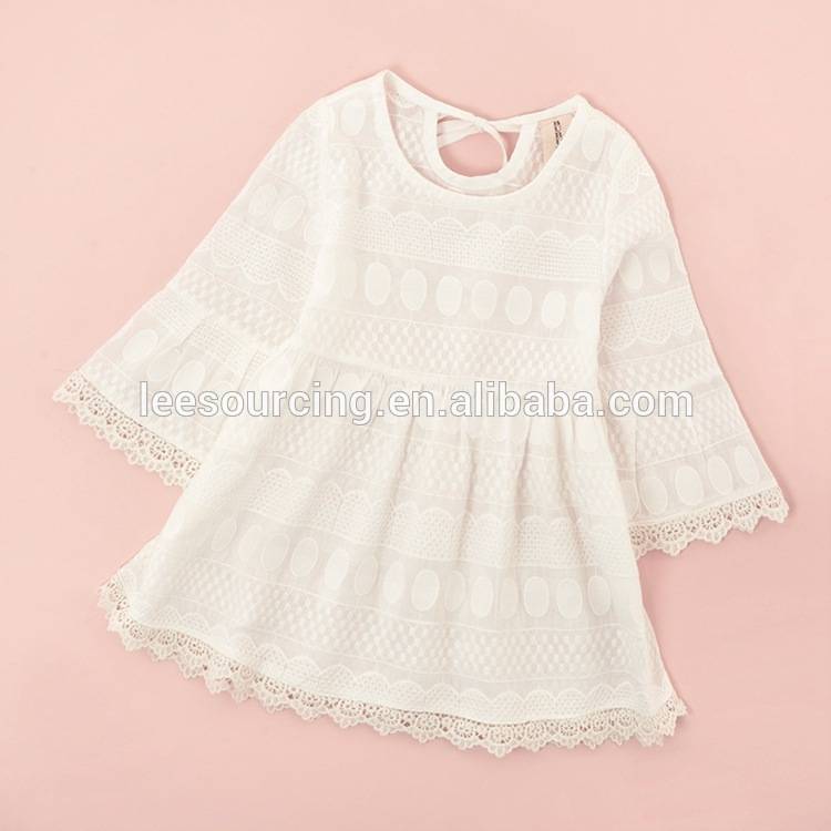 wholesale baby girl white and pink lace cotton dress summer