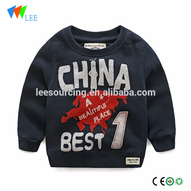 Wholesale letter printing pattern cotton round neck baby boy sweater design