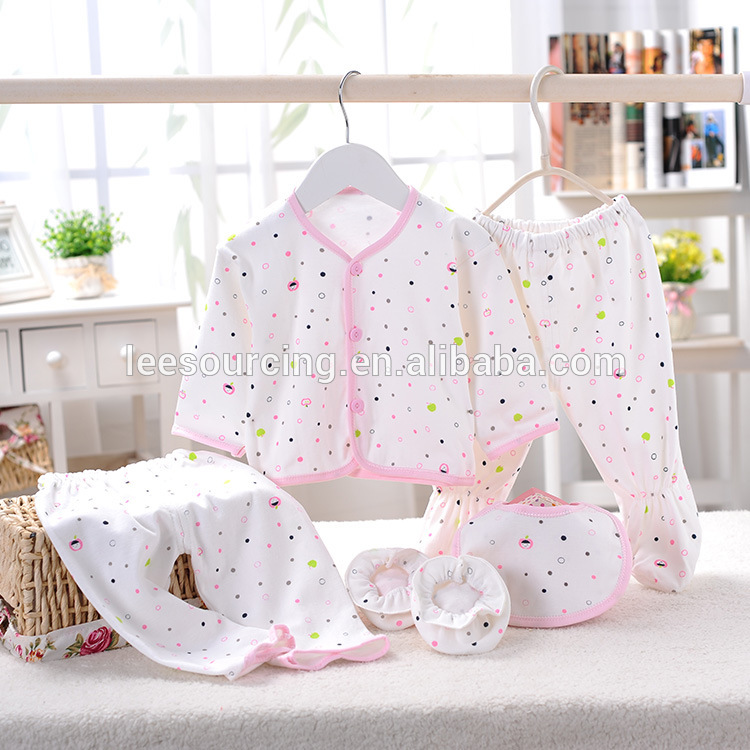 Spring sweet style polka dot cotton hot sale baby clothing sets