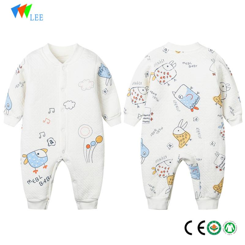 Новият дизайн на бебетата дрехи картонени органичен памук обикновен onesie бебешки ританки висококачествени