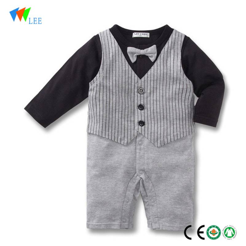 wholesale hot sale gentleman baby clothes romper short-sleeved soft organic cotton baby romper