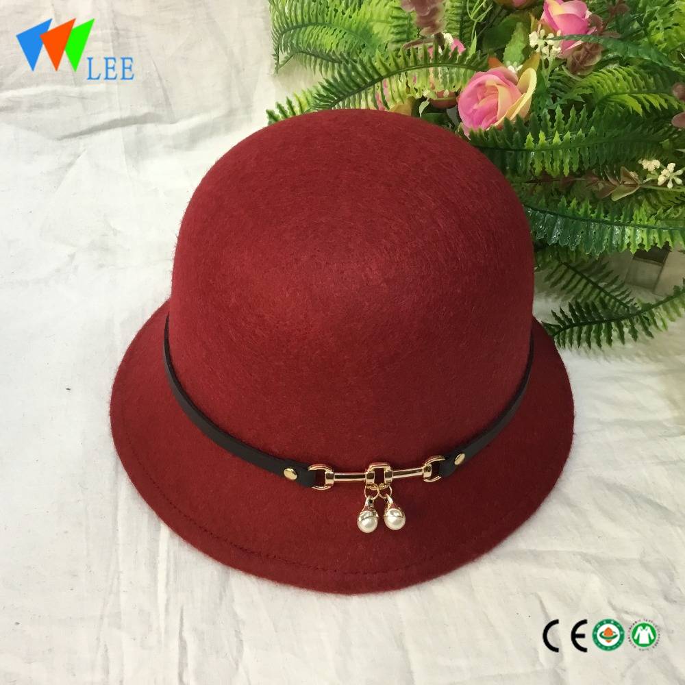 new style winter fashion wool fedora hats women dome belt child beads