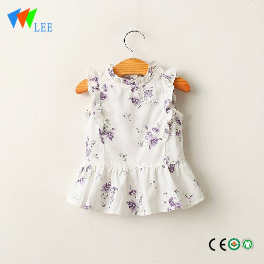 kids girls small prints flower with short sleeve summer blouse designs
