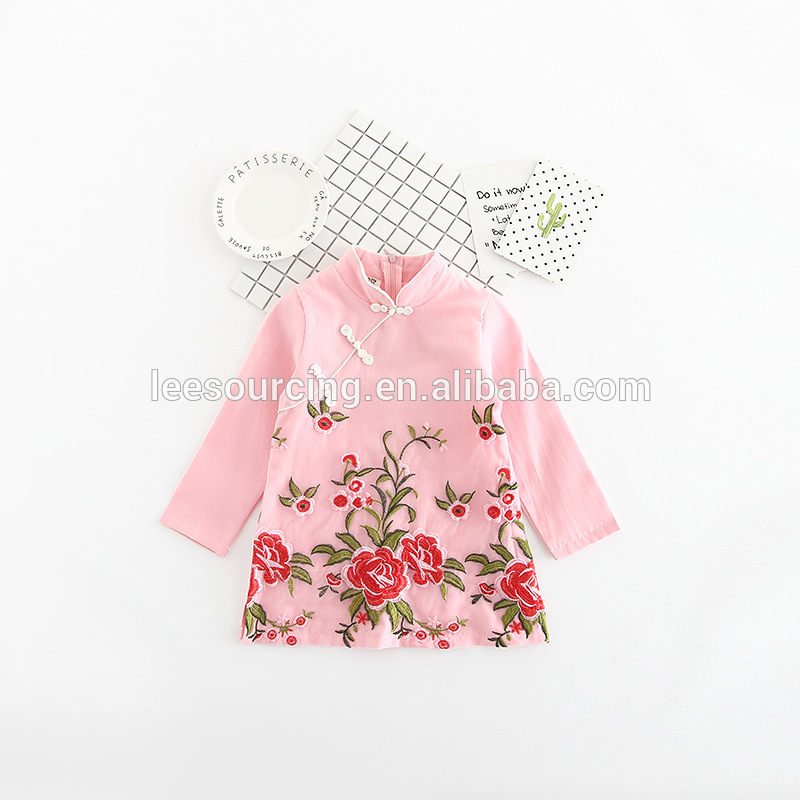 Factory making Baby Casual Pants - Long sleeve flower embroidery wholesale kids dress – LeeSourcing