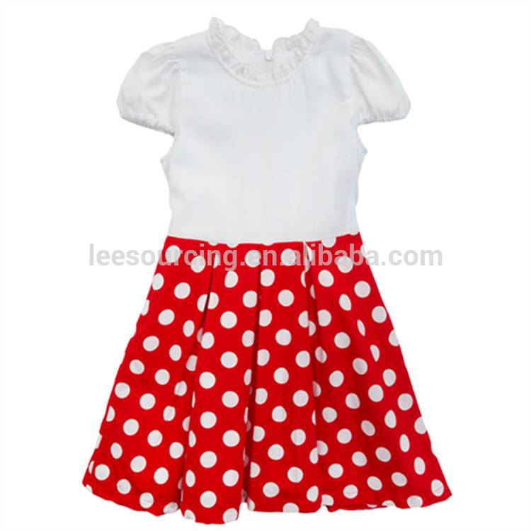 Baby girls dresses in white red dots children frocks designs party dress