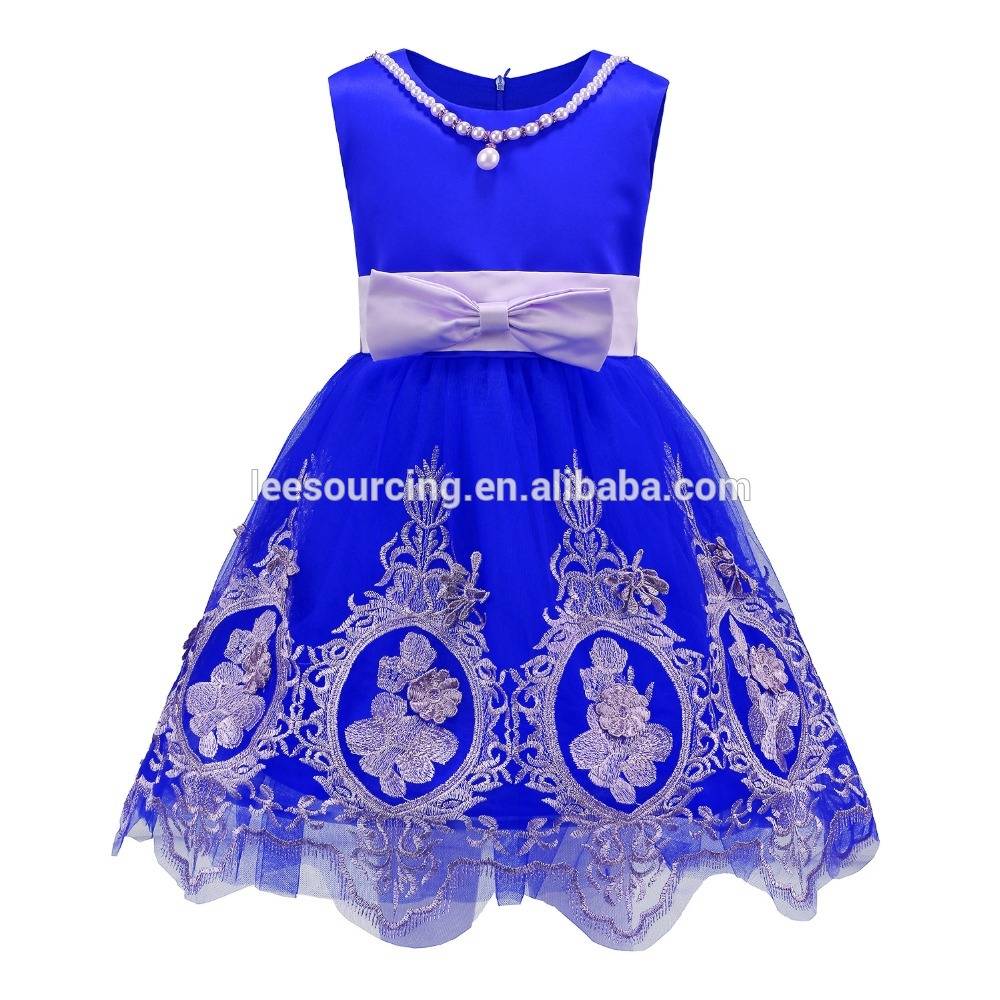 Wholesale girl party dress children frocks designs Girl embroidery lace dress