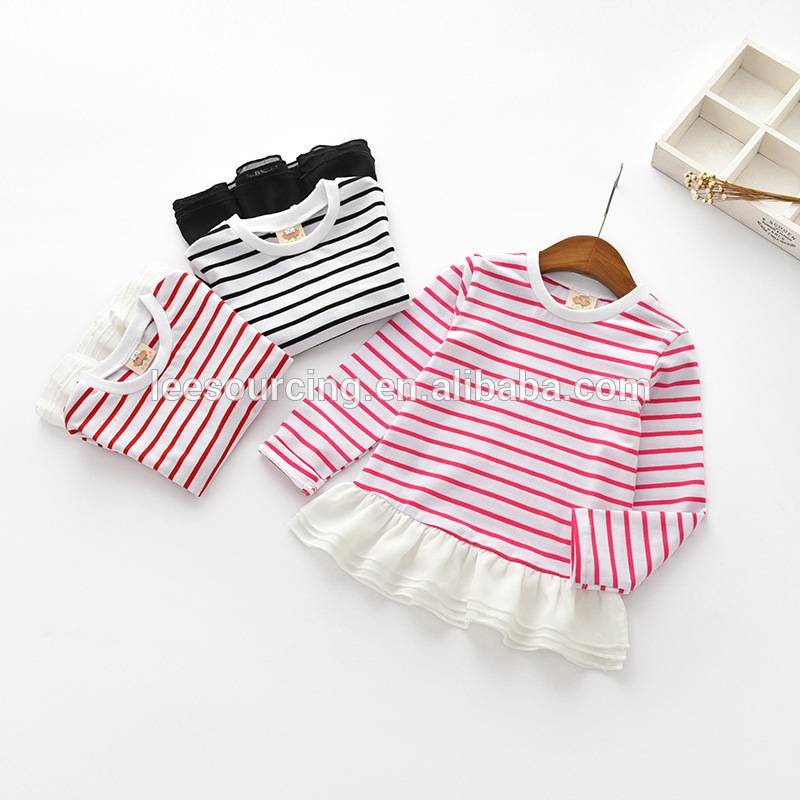 Wholesale tulle girls cute striped t shirt custom printed t shirts