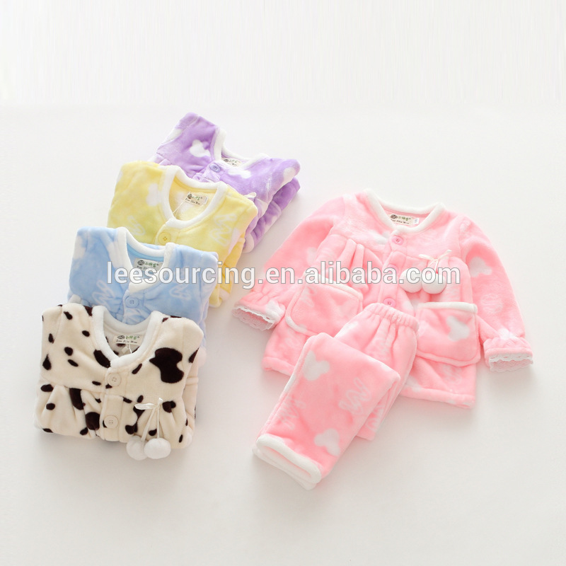 Autumn new style sweet flannel soft wholesale girl pajamas
