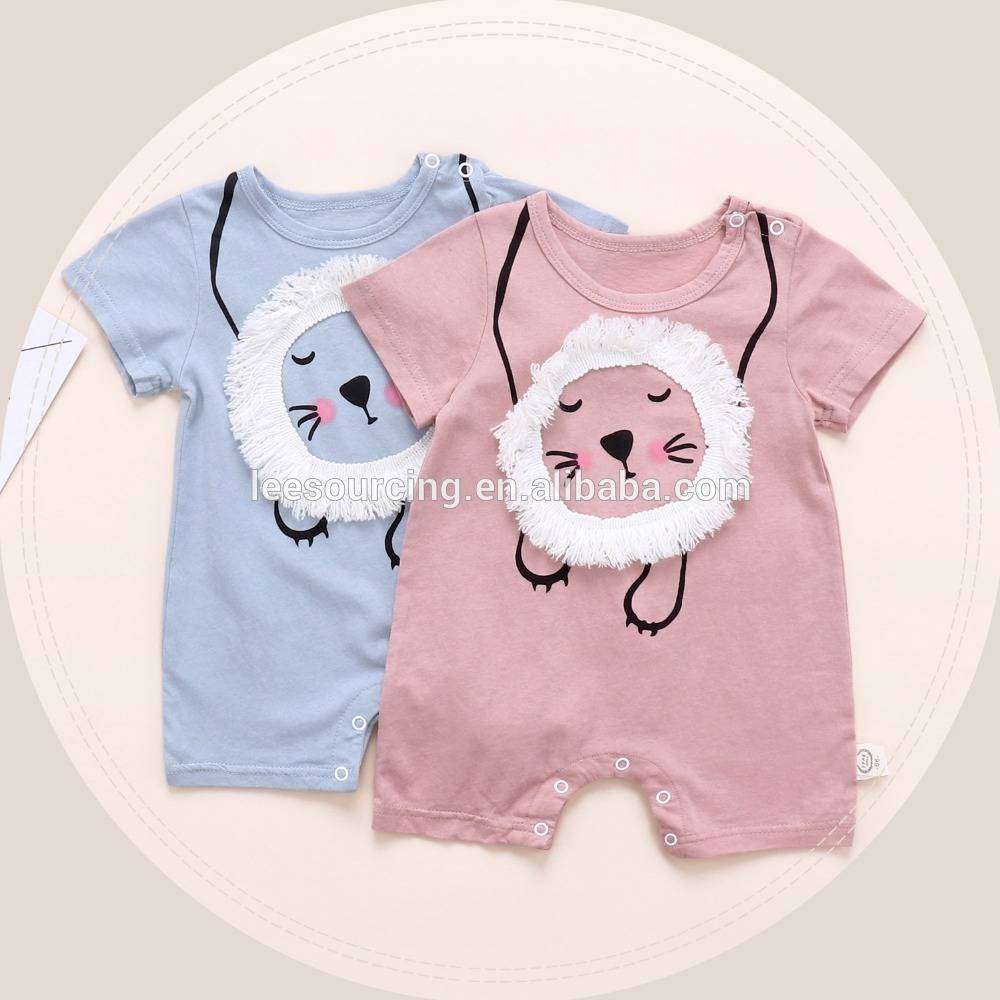 Wholesale summer animal design baby rompers cotton clothing