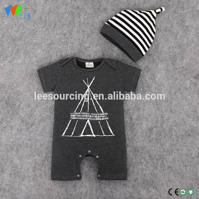 New design grey color baby bodysuit sets with hood wholesale baby boy gift sets newborn